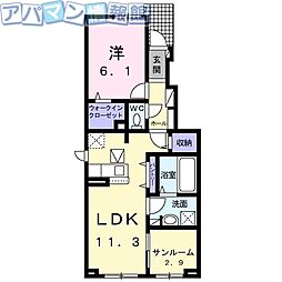 ヴィラ シャングリラ 寺尾 1LDKの間取図画像