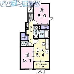 メゾン・ド・グラース 2DKの間取図画像