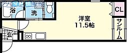 新潟市西区寺尾上5丁目アパート ワンルームの間取図画像