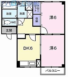 ボンディール1 2DKの間取図画像