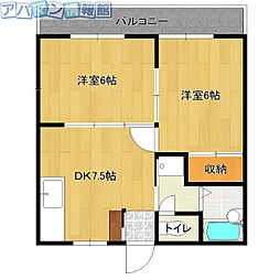 グランフォーレ寺尾 2DKの間取図画像