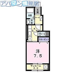 ロミオリゾート 1Kの間取図画像