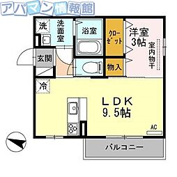 フルレット 1LDKの間取図画像