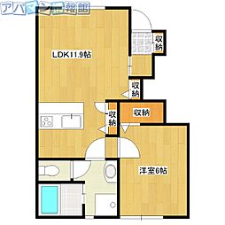 メゾン・オリーブ 1LDKの間取図画像