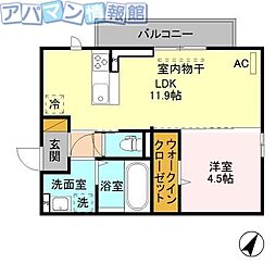 エスポワール寺尾台A 1LDKの間取図画像