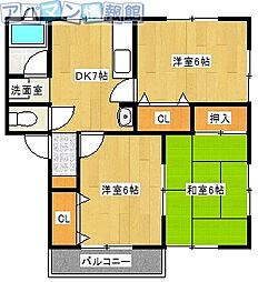 サン・アルルA 3DKの間取図画像