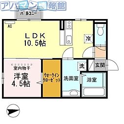 セブンワンテンK 1LDKの間取図画像