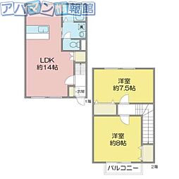 クレストハイムA 2LDKの間取図画像