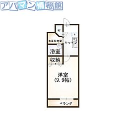 レジュイール 1Kの間取図画像