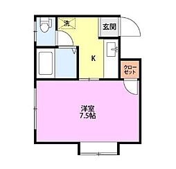 スカイコート3 1Kの間取図画像