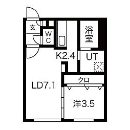 ウェルノント 4階1LDKの間取り