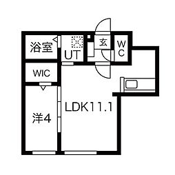 patio豊平公園 1階1LDKの間取り