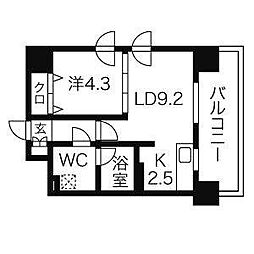 レオーネ中島公園 1LDKの間取図画像