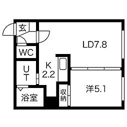 COSK美園 1LDKの間取図画像