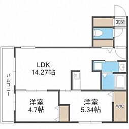 グランピエール本郷通 2LDKの間取図画像