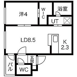 CROSSTIA南円山 1LDKの間取図画像