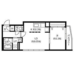 aoakua東札幌 1LDKの間取図画像
