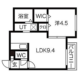 ルーク南4条 1LDKの間取図画像
