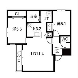 札幌市西区山の手三条3丁目マンション 2LDKの間取図画像