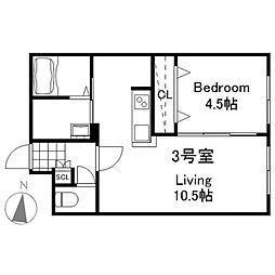 札幌市西区発寒三条4丁目マンション 1LDKの間取図画像