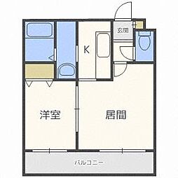 グランドサクセス東札幌 1DKの間取図画像