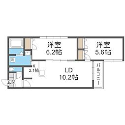 ウェストヴィレッジ 2LDKの間取図画像