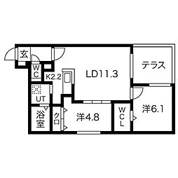 ブランシャールコトニステーション 2LDKの間取図画像