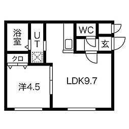 リヴィエール発寒南 1LDKの間取図画像