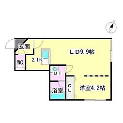 ブリオーレ月寒中央 1LDKの間取図画像