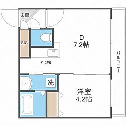 ラボワール菊水 1LDKの間取図画像