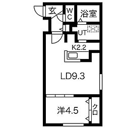 ブランシャール中島公園HD 1LDKの間取図画像