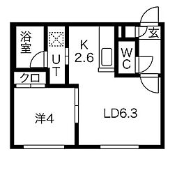 Alegria南8条 1LDKの間取図画像