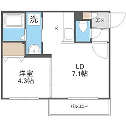 ロアジ南郷 1LDKの間取図画像