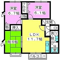 エトワール柏原II A-201 ｜ 福岡県福岡市南区柏原６丁目46-17、20（賃貸アパート3LDK・2階・64.92㎡） その2