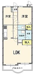 むさし野第8ダイヤモンドマンション 2LDKの間取図画像