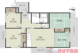 尾勝山ハイツ 4DKの間取図画像