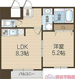 プレデアス千里山田 1LDKの間取図画像