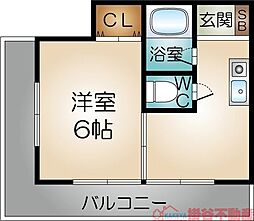 都部ハイツ 1DKの間取図画像