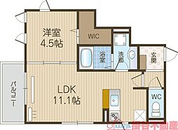 モンシェモワ 1LDKの間取図画像