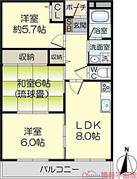 フロレアール・ジーア 3DKの間取図画像