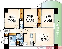 リバーフィールド茨木 2SLDKの間取図画像