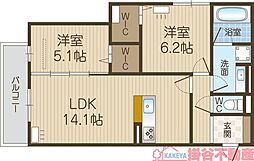 ラヴィエール南茨木I 2LDKの間取図画像