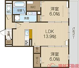 ラヴィエール南茨木II 2LDKの間取図画像