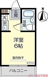 シャローム2 ワンルームの間取図画像