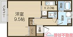 アウラ千里丘 1Kの間取図画像