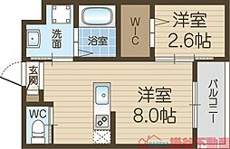 リアコート千里丘ISOUTH 1LDKの間取図画像