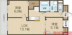マストリア 2LDKの間取図画像