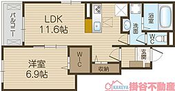 鳥飼下2丁目アパート(028079301) 1LDKの間取図画像