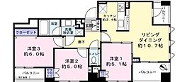 マークゼロワン曳舟レジデンス 3LDKの間取図画像