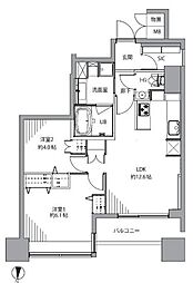 ブリリアタワー東京 2LDKの間取図画像
